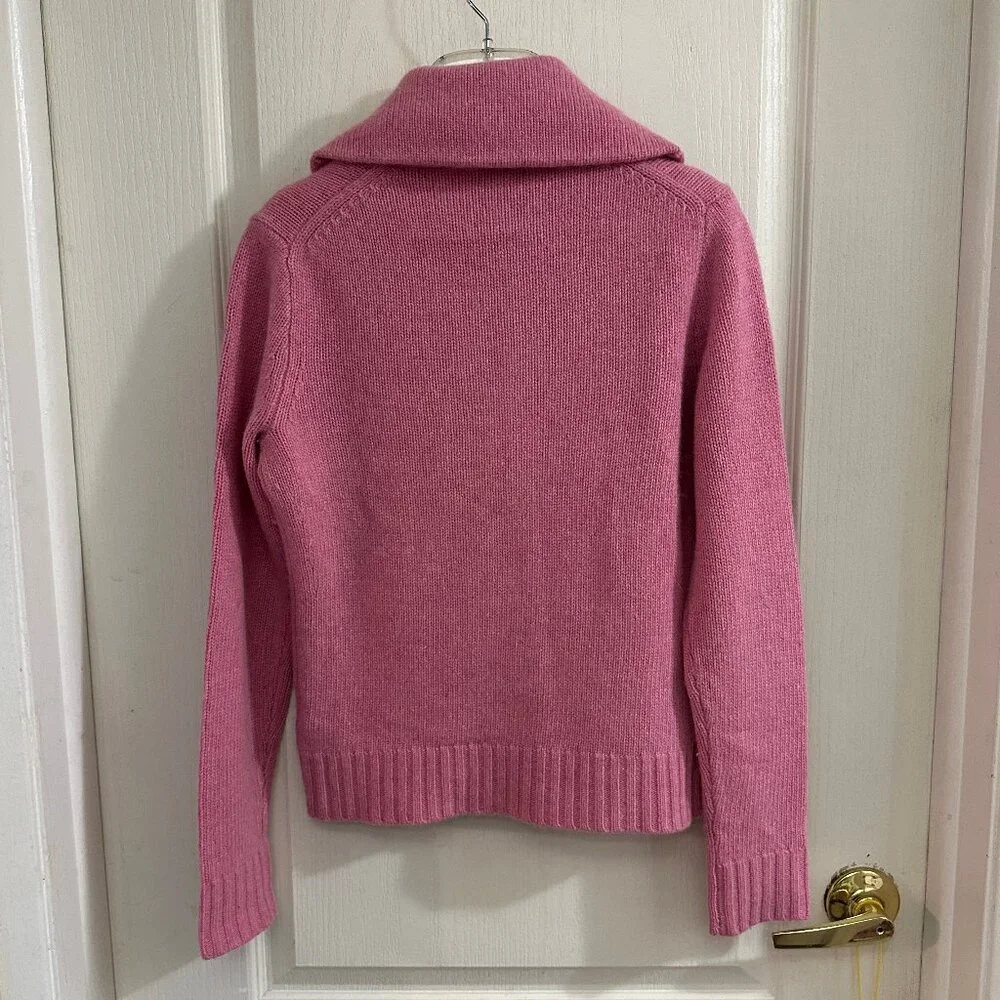 Vintage GUC J. Crew Women Pink Grandpa Cardigan Wool Blend Thick Knit Sz Small - Picture 5 of 5